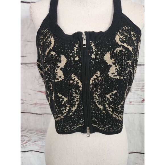 Anthropologie Maeve Crop Zip Up Halter Sweater Size Large NWT - Picture 7 of 9